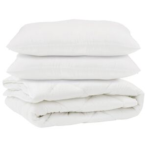 vidaXL Piumone con cuscino 3 pcs Bianco Microfibra