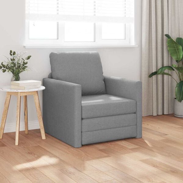 vidaXL Divano letto 60cm Grigio chiaro Tessuto