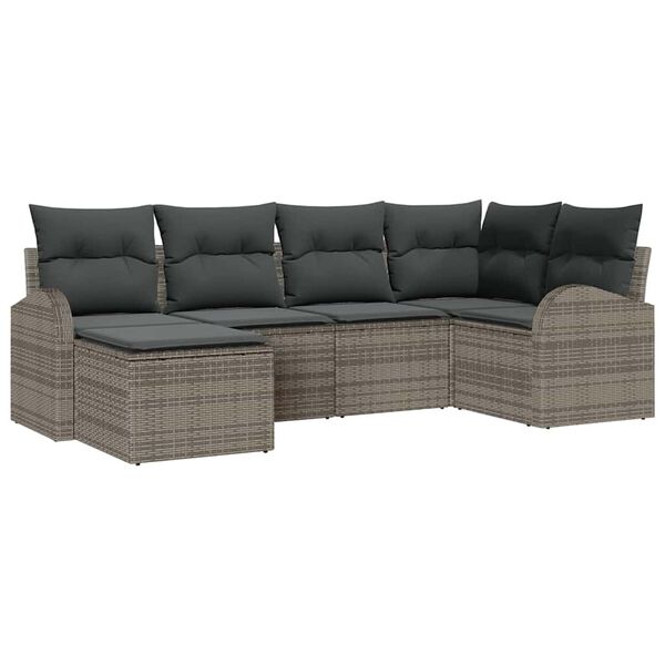vidaXL Set Divano da Giardino 6 pcs Grigio polyrattan