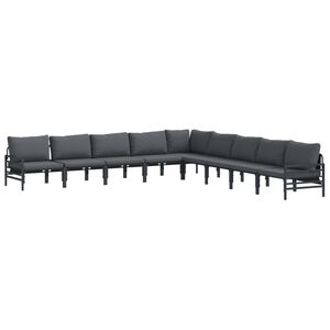 vidaXL Set Divano da Giardino 9 pz Nero Acciaio