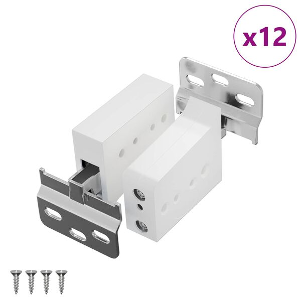 vidaXL Supporto per Armadio Appeso 12 pcs Bianco 70 x 48 x 19 mm