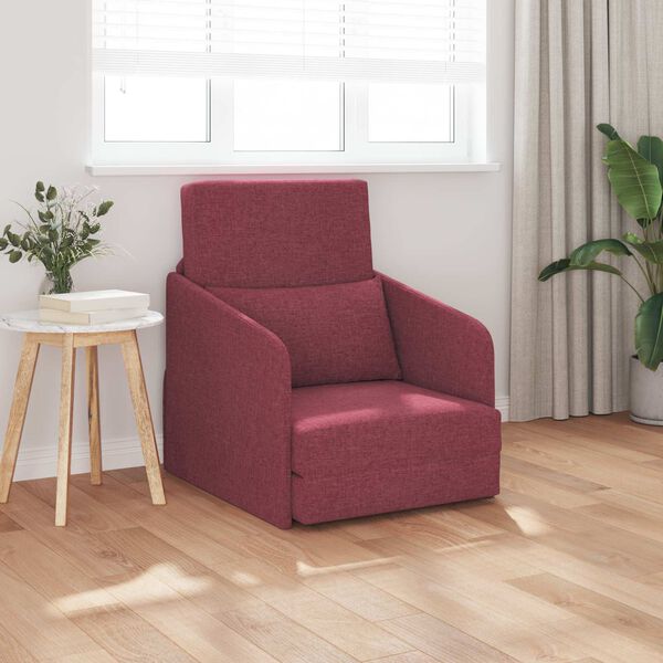 vidaXL Divano letto 60cm Rosso Vino Tessuto