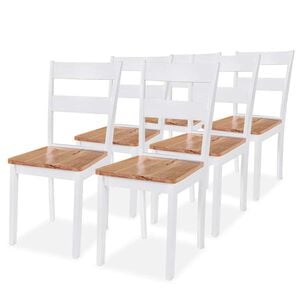 vidaXL Sedie da Pranzo 6 pz Bianche in Legno Massello di Hevea
