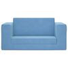 vidaXL Divano Letto per Bambini a 2 Posti Blu in Morbido Peluche