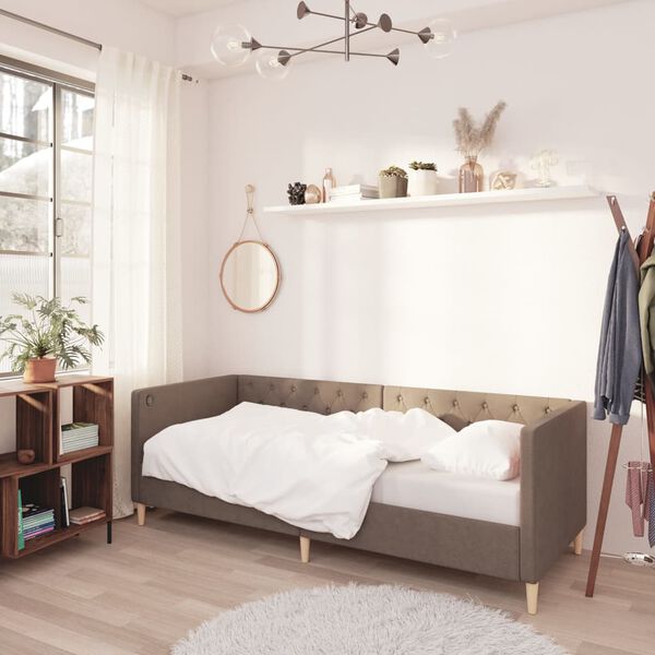 vidaXL Dormeuse con Materasso USB Tortora in Tessuto 90x200 cm