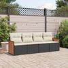 vidaXL Set Divani da Giardino 4 pz con Cuscini Nero in Polyrattan