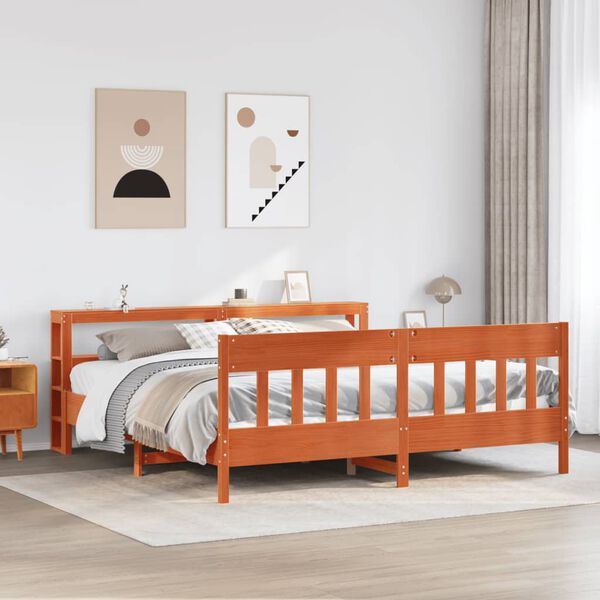 vidaXL Letto senza Materasso Marrone Cera 180x200 cm in Legno di Pino