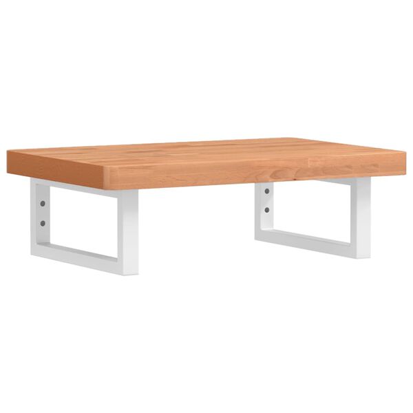 vidaXL Ripiano a Parete per Lavabo in Acciaio e Massello di Faggio