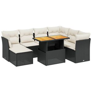 vidaXL Set Divani da Giardino con Cuscini 8 pz Nero in Polyrattan