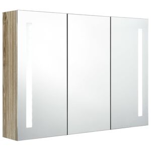 vidaXL Armadietto Bagno con Specchio e LED 89x14x62 cm Rovere