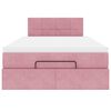 vidaXL Struttura Letto Pouf con Materasso Rosa 120x200 cm Velluto