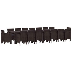 vidaXL Set da pranzo da giardino con cuscini 17 pcs Marrone PP