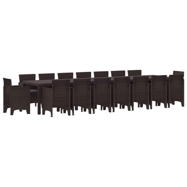 vidaXL Set da pranzo da giardino con cuscini 17 pcs Marrone PP