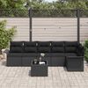 vidaXL Set Divano da Giardino con cuscino 7 pcs Nero Poly Rattan