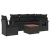 vidaXL Set Divano da Giardino 6 pz con Cuscini Nero in Polyrattan