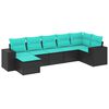 vidaXL Set Divani da Giardino 7 pz con Cuscini Nero in Polyrattan