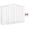 vidaXL Cesti Gabbioni ad Arco 4 pz 200x50x140/160 cm Ferro Zincato