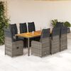 vidaXL Set Bistr&ograve; da Giardino 9 pz con Cuscini in Polyrattan Grigio