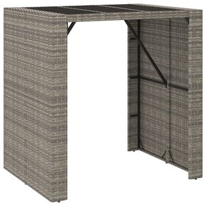 vidaXL Tavolo da Bar con Piano in Vetro Grigio 105x80x110cm Polyrattan
