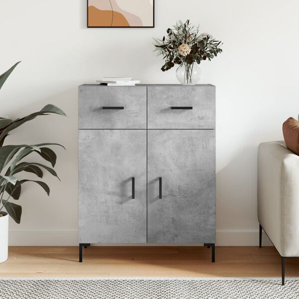 vidaXL Credenza Grigio Cemento 69,5x34x90 cm in Legno Multistrato