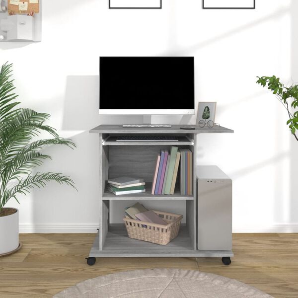 vidaXL Scrivania Computer Grigio Sonoma 80x50x75 cm Legno Multistrato
