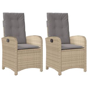 vidaXL Sedie Reclinabili Giardino 2pz Cuscini Beige Misto Polyrattan