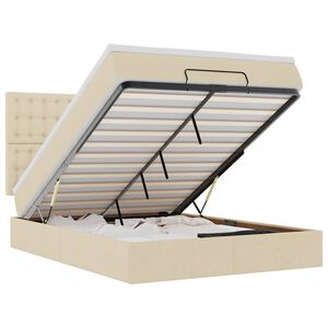 vidaXL Struttura Letto Pouf con Materasso Crema 140x200 cm in Tessuto