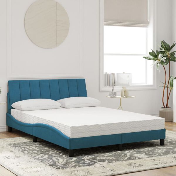 vidaXL Letto con Materasso Hanko Blu 140x200 cm in Velluto