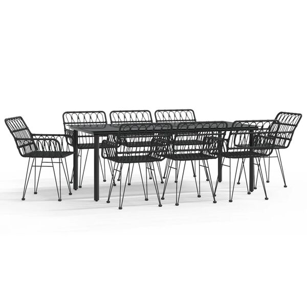 vidaXL Set da Pranzo da Giardino 9 pz Nero in Polyrattan