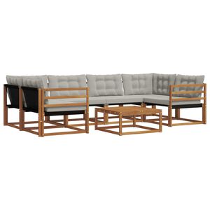 vidaXL Set di divani da esterno 7 pcs Grigio Naturale e Chiaro