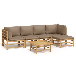 vidaXL Set Salotto da Giardino 6pz con Cuscini Tortora Bamb&ugrave;