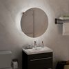 vidaXL Armadio da Bagno con Specchio Rotondo e LED Rovere 40x40x17,5cm