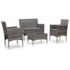 vidaXL Set Divani da Giardino 4 pz con Cuscini in Polyrattan Grigio