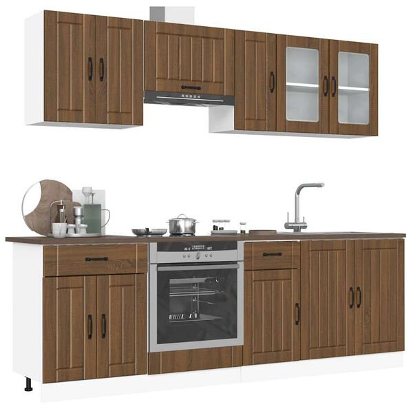 vidaXL Set Mobili da Cucina 8 pz Lucca Rovere Marrone in Truciolato