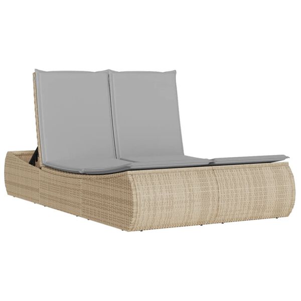 vidaXL Lettino Prendisole con Cuscini Beige in Polyrattan