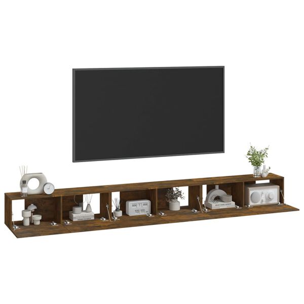 vidaXL Set Mobili Porta TV 3 pz Rovere Fumo in Legno Multistrato