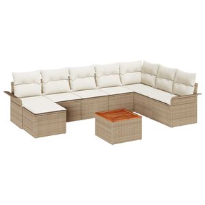 vidaXL Set Divano da Giardino 9 pcs Beige e Crema polyrattan