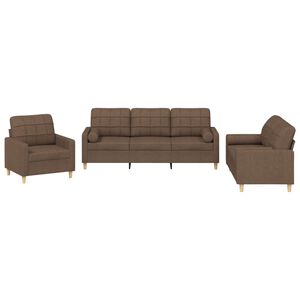 vidaXL Set di Divani 3 pz con Cuscini Marrone in Tessuto