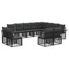 vidaXL Set di divani da esterno 12 pcs Nero e Grigio scuro Poliestere