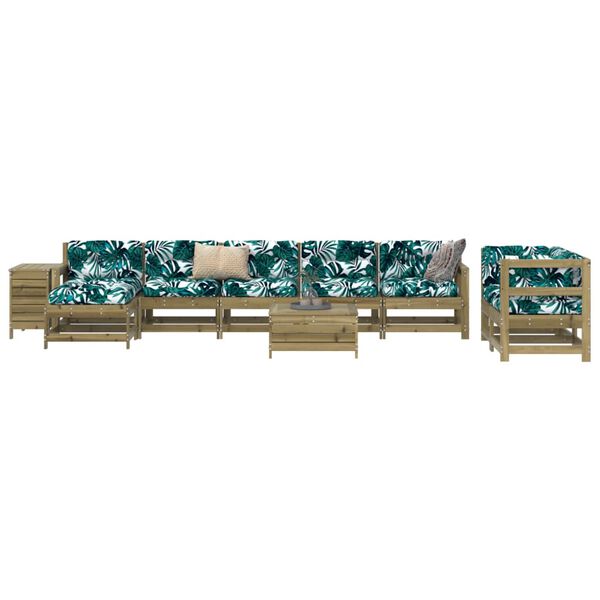 vidaXL Set Divani da Giardino 10 pz in Legno Impregnato di Pino