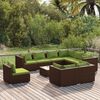 vidaXL Set Divani da Giardino 10 pz con Cuscini in Polyrattan Marrone