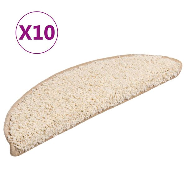 vidaXL Tappetini per scale 10 pz 56x17x3 cm Crema Semicircolari