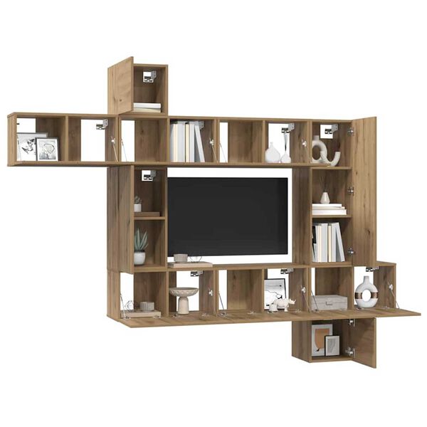 vidaXL Set mobile TV 10 pcs rovere artigianale 30.5 x 30 x 90 cm