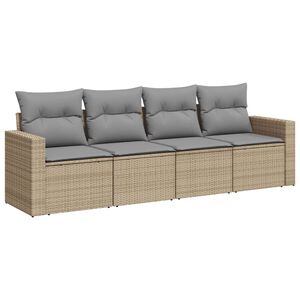 vidaXL Set Divano da Giardino 4 pz con Cuscini Beige in Polyrattan