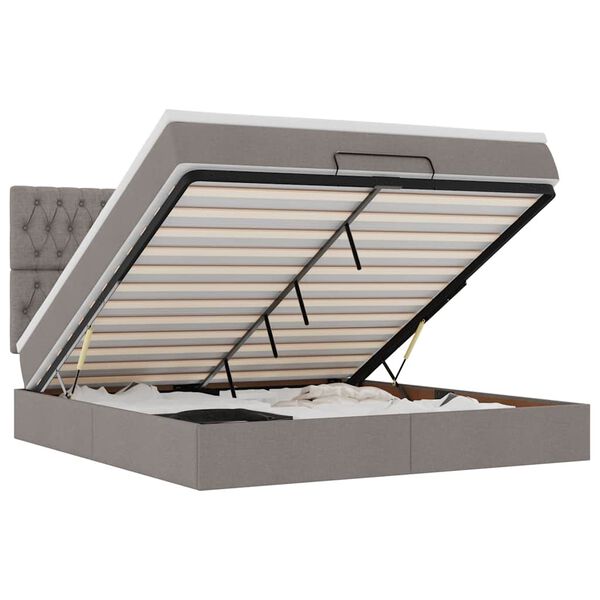 vidaXL Struttura Letto Pouf con Materasso Tortora 180x200cm in Tessuto