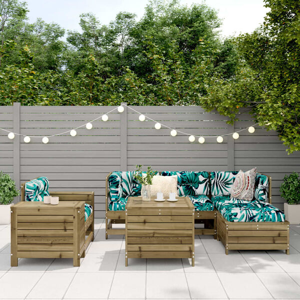 vidaXL Set Divani da Giardino 7 pz in Legno Impregnato di Pino