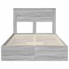 vidaXL Letto con Contenitore con testiera Grigio Sonoma 135 x 190 cm
