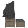 vidaXL Divano Giardino 2Posti Baldacchino e Sgabelli Grigio Polyrattan