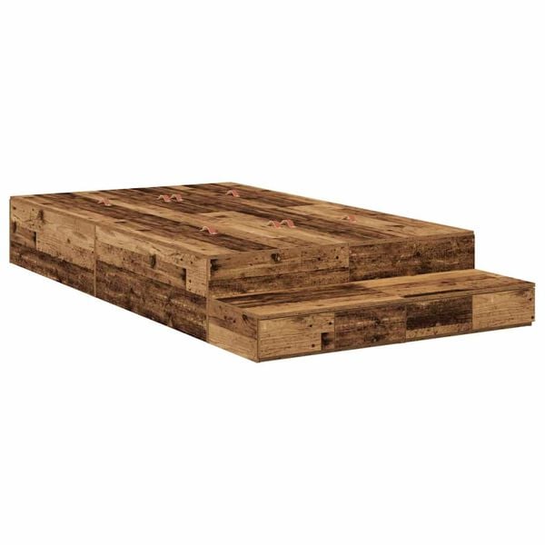 vidaXL Struttura letto con contenitore Legno vecchio 120 cm
