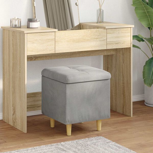 vidaXL Pouf contenitore Grigio chiaro 40 x 40 x 45 cm Velluto